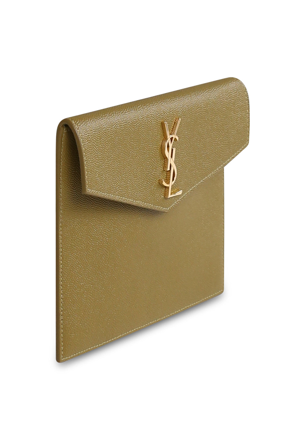SAINT LAURENT BAGS GREEN SMALL UPTOWN POUCH OLIVE/GOLD