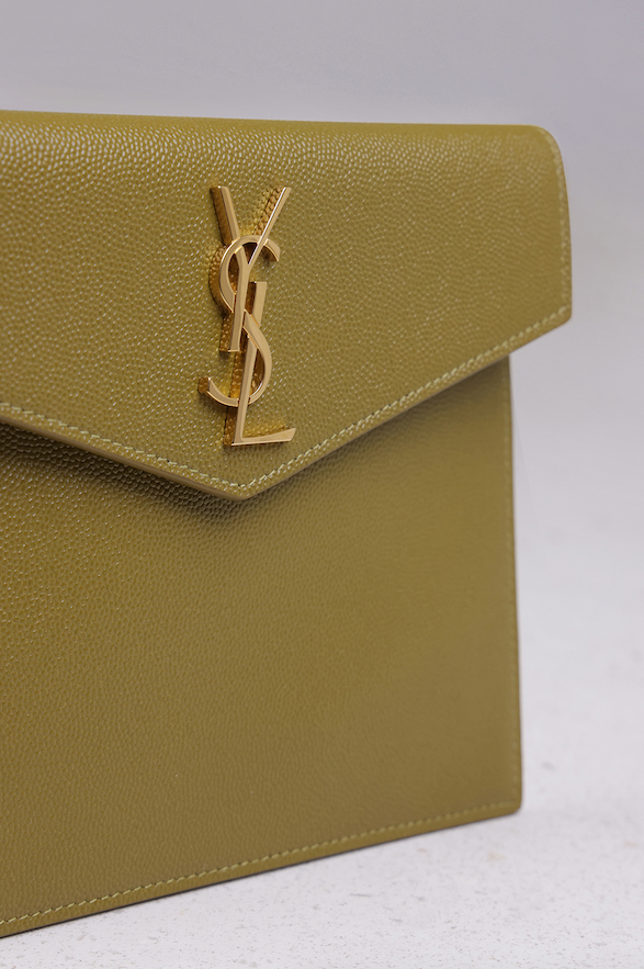 SAINT LAURENT SMALL UPTOWN POUCH OLIVE GOLD NEW SEASON PARLOUR X