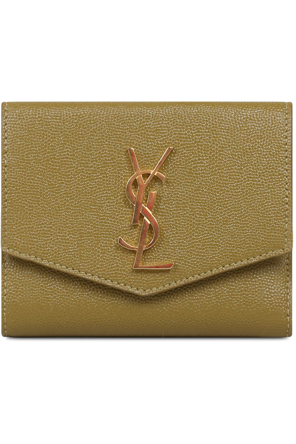 SAINT LAURENT BAGS GREEN UPTOWN SQUARE WALLET OLIVE/GOLD