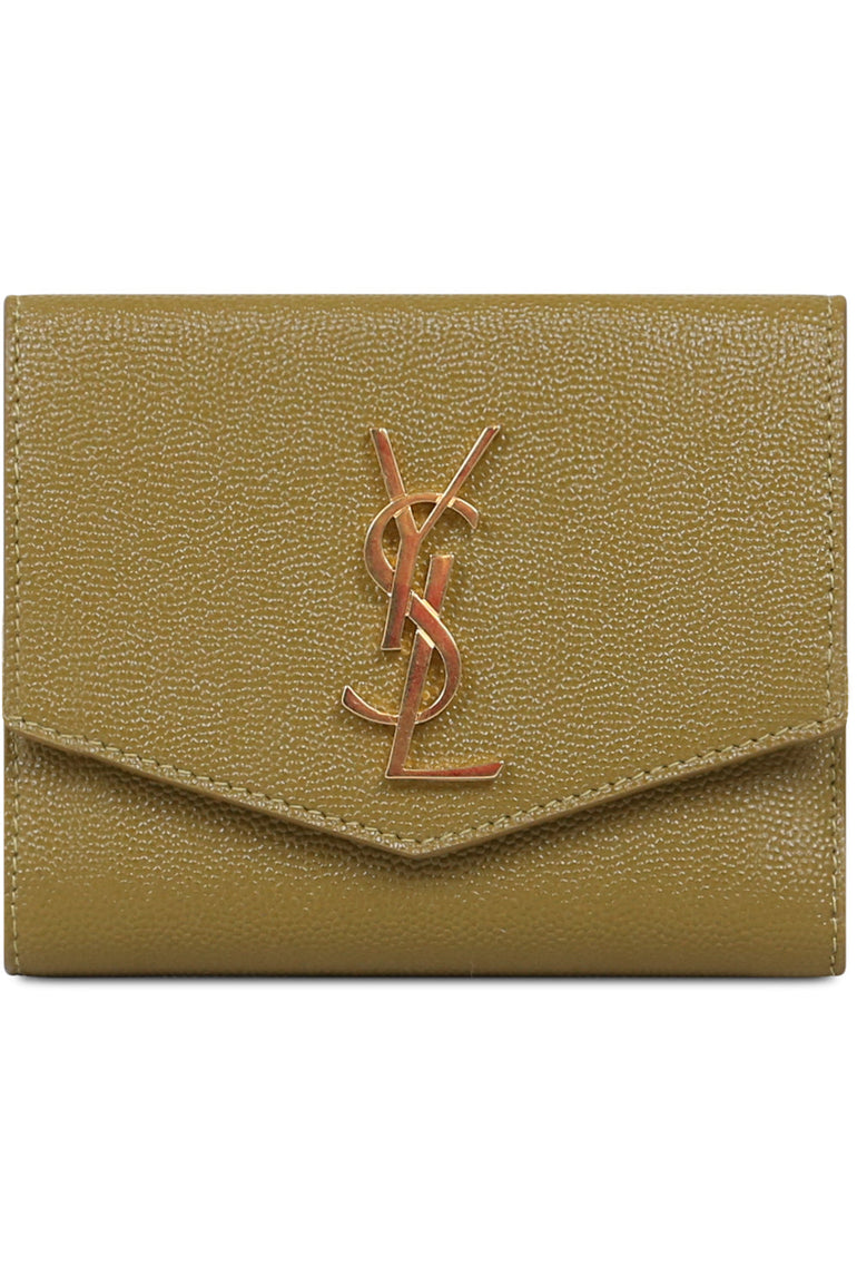 SAINT LAURENT BAGS GREEN UPTOWN SQUARE WALLET OLIVE/GOLD