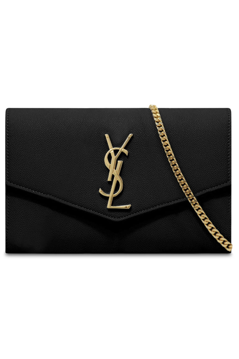SAINT LAURENT UPTOWN WALLET ON CHAIN BLACK GOLD NEW SEASON PARLOUR