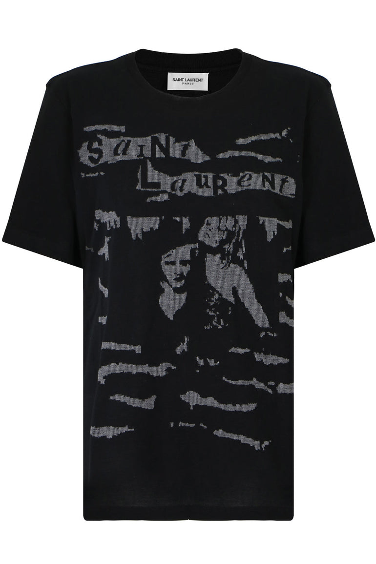 SAINT LAURENT RTW LOGO GRAPHIC T-SHIRT BLACK