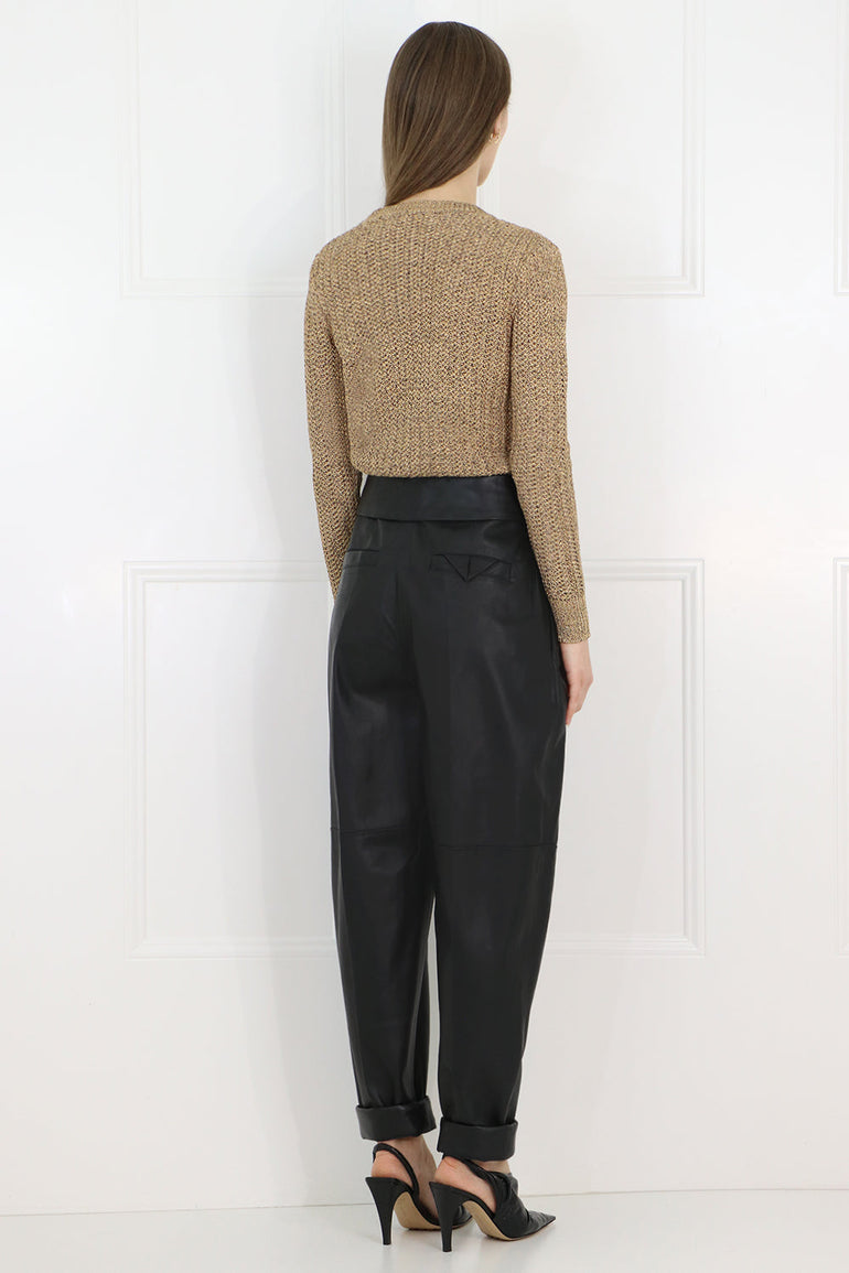 SAINT LAURENT RTW LUREX CREWNECK KNIT L/S GOLD