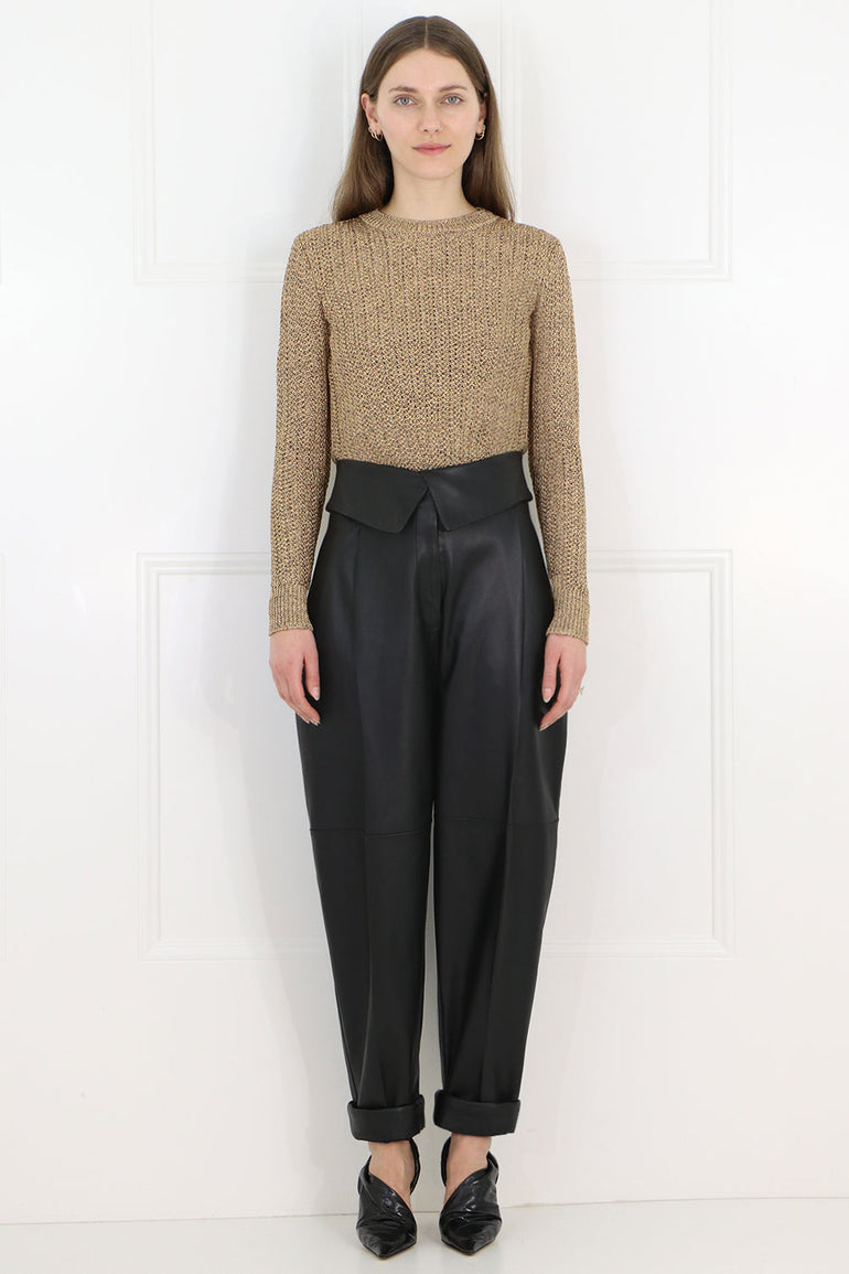 SAINT LAURENT RTW LUREX CREWNECK KNIT L/S GOLD
