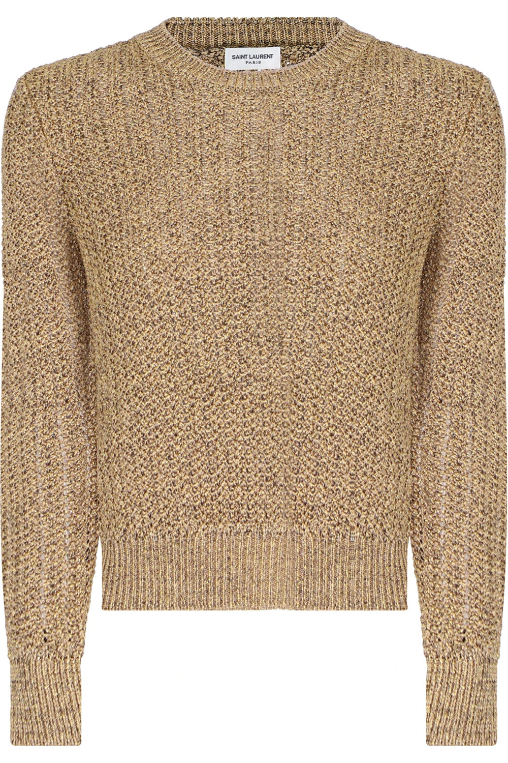 SAINT LAURENT RTW LUREX CREWNECK KNIT L/S GOLD