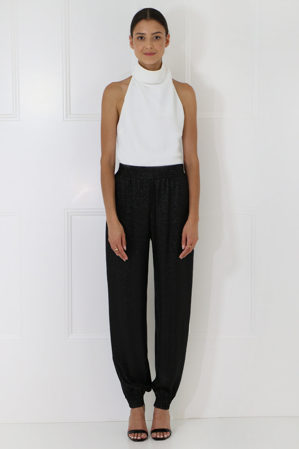 SAINT LAURENT RTW LUREX JOGGER PANTS BLACK