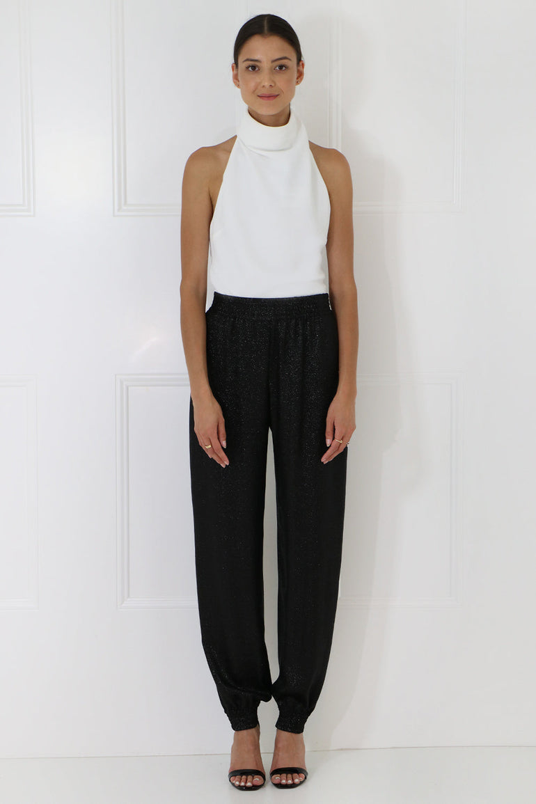 SAINT LAURENT RTW LUREX JOGGER PANTS BLACK