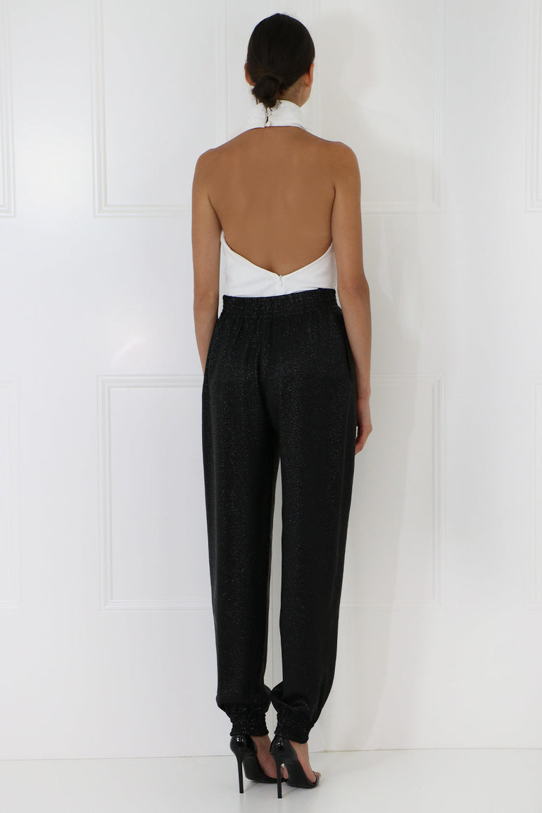 SAINT LAURENT RTW LUREX JOGGER PANTS BLACK