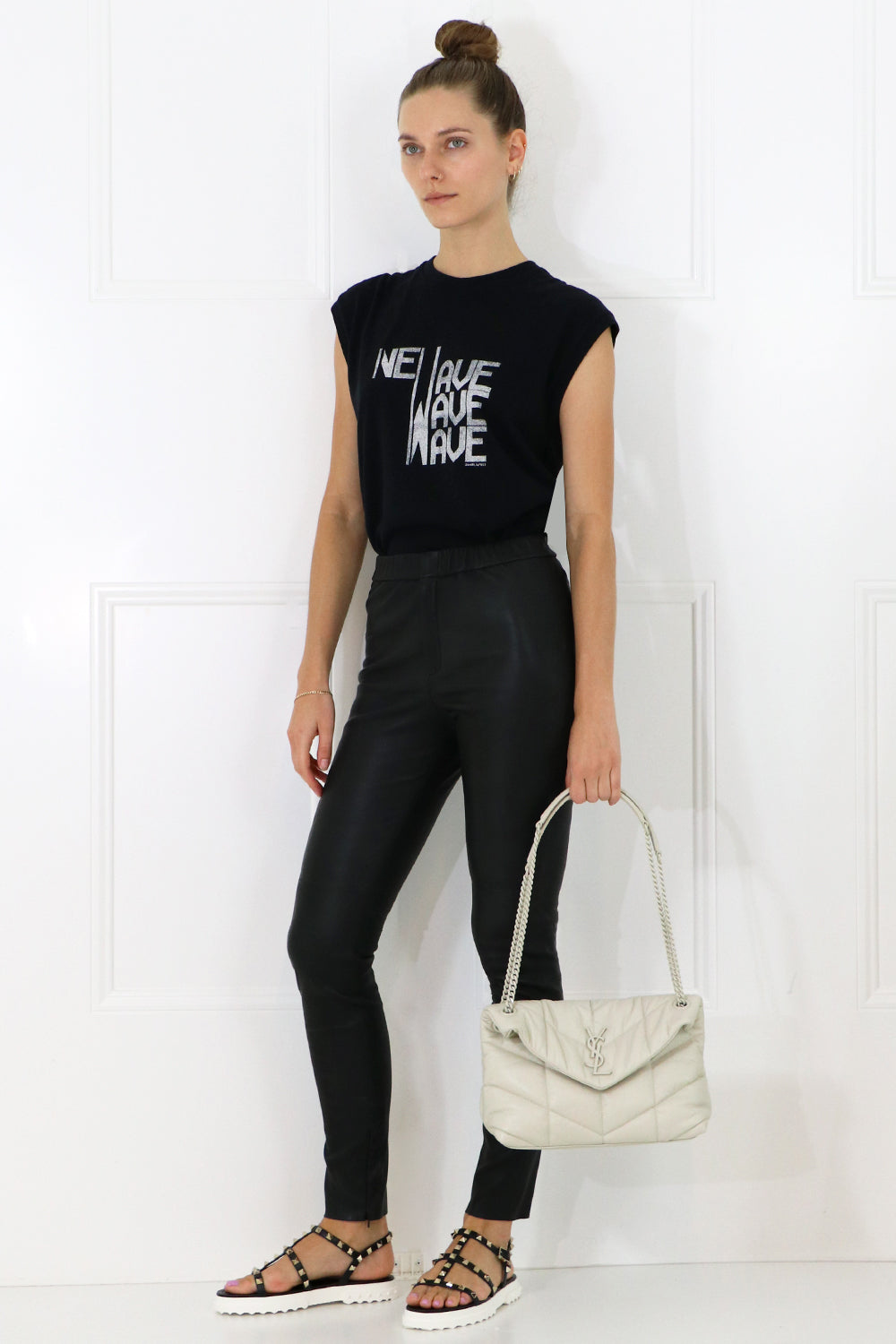 SAINT LAURENT RTW NEW WAVE CAP/SL T-SHIRT BLACK