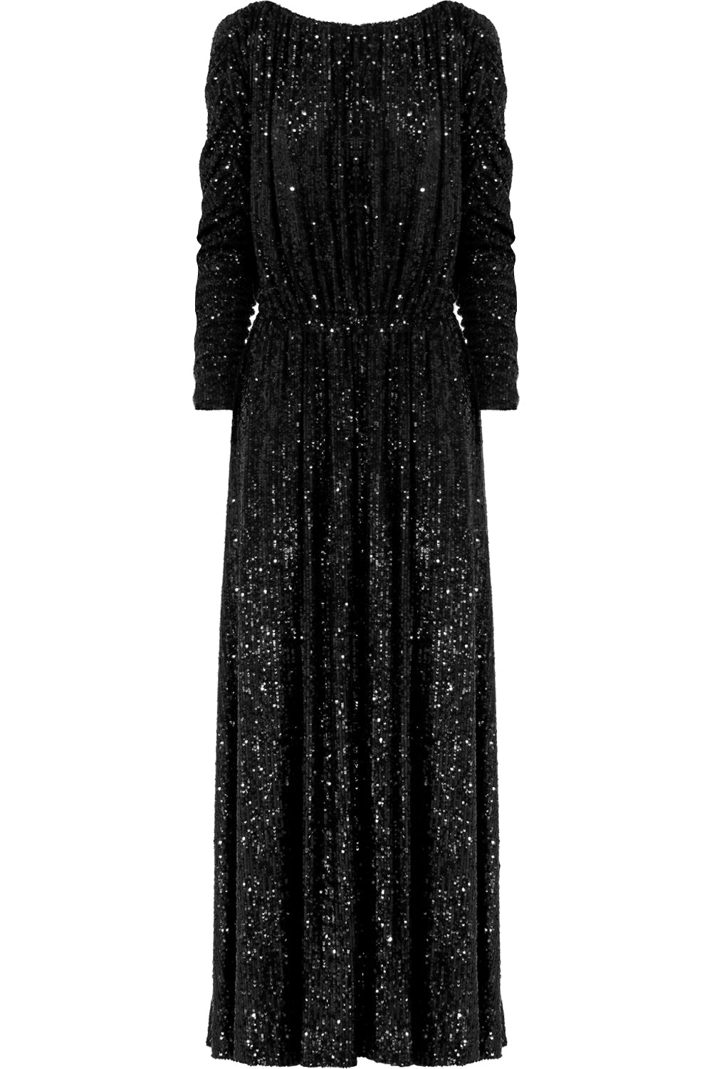 SAINT LAURENT RTW SEQUINED MAXI DRESS L/S BLACK