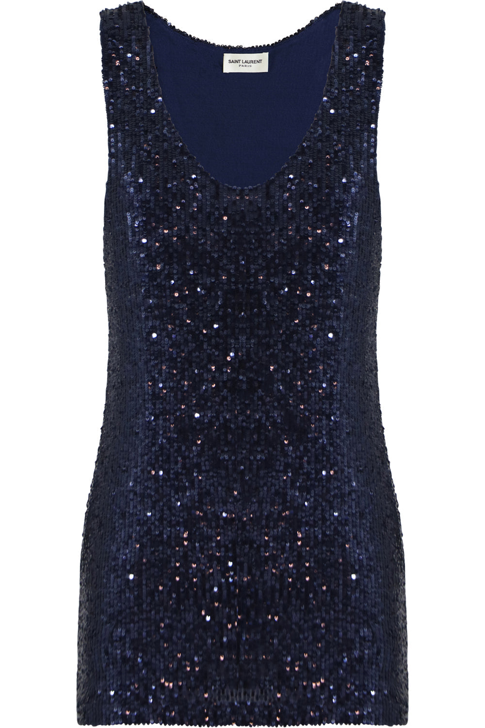 SAINT LAURENT RTW SEQUINED TANK TOP MARINE