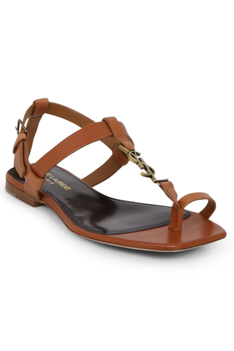 SAINT LAURENT SANDALS CASSANDRA POWER THONG SANDAL | TAN