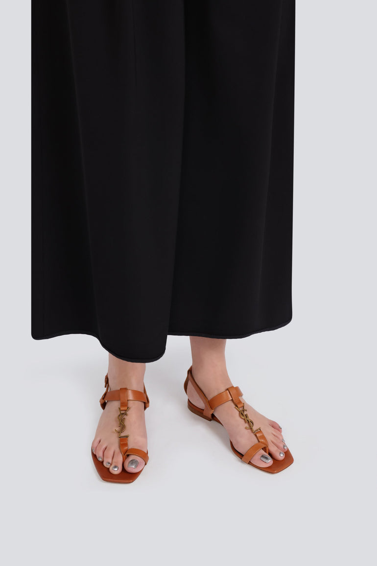 SAINT LAURENT SANDALS CASSANDRA POWER THONG SANDAL | TAN