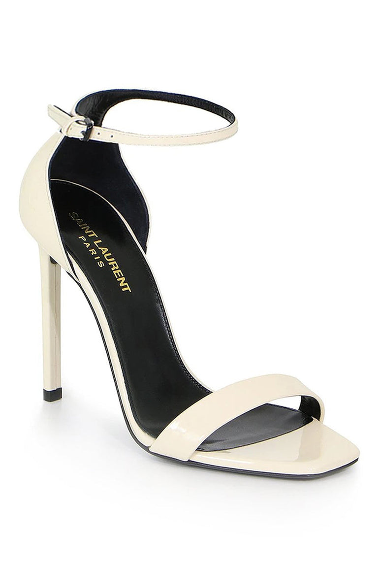 SAINT LAURENT SHOES AMBER SANDAL 105MM PATENT COQUILLE