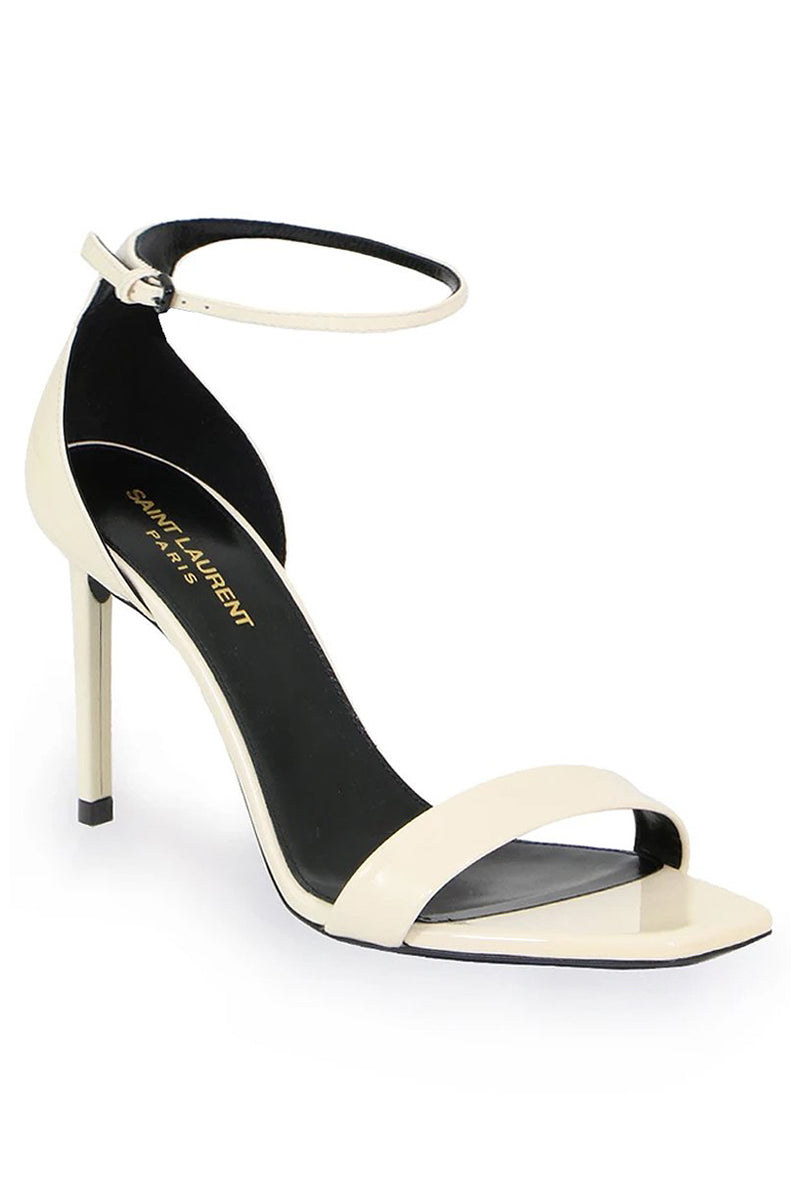 SAINT LAURENT SHOES AMBER SANDAL 85MM PATENT COQUILLE