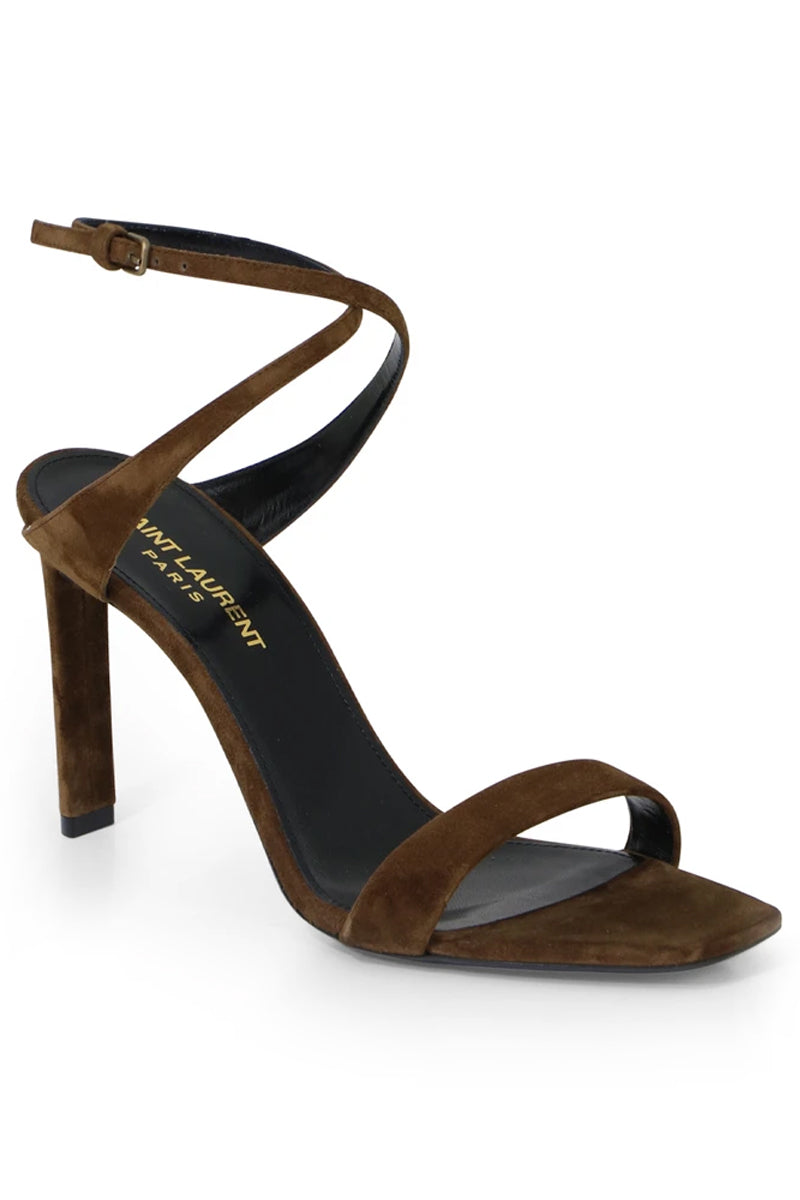 SAINT LAURENT SHOES BEA WRAP SANDAL 90MM BROWN