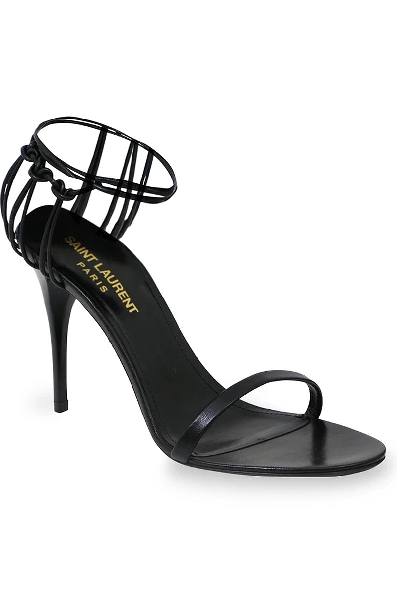 SAINT LAURENT SHOES LEXI LACE BACK HEEL 90MM BLACK