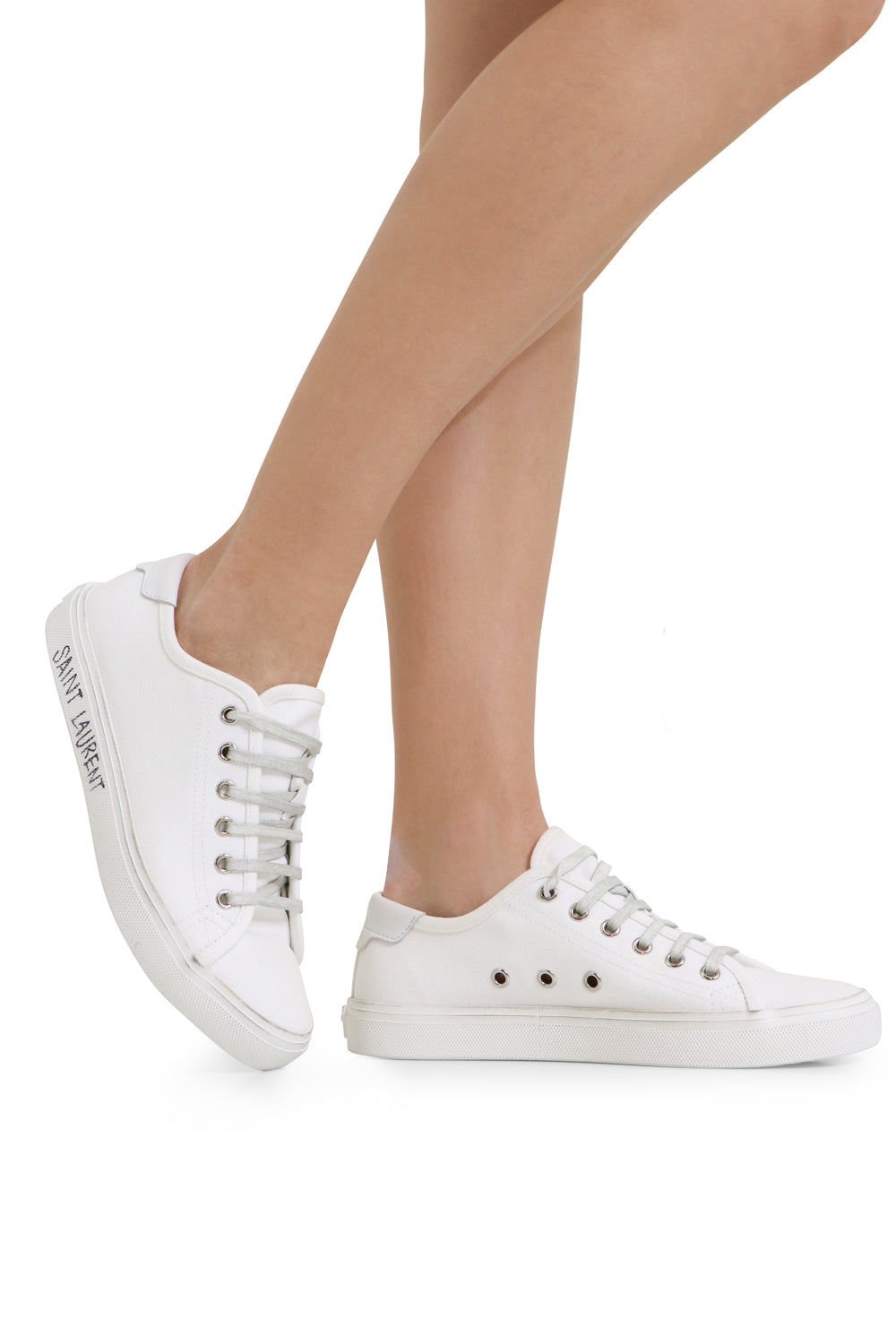 SAINT LAURENT SHOES MALIBU CANVAS SNEAKER WHITE