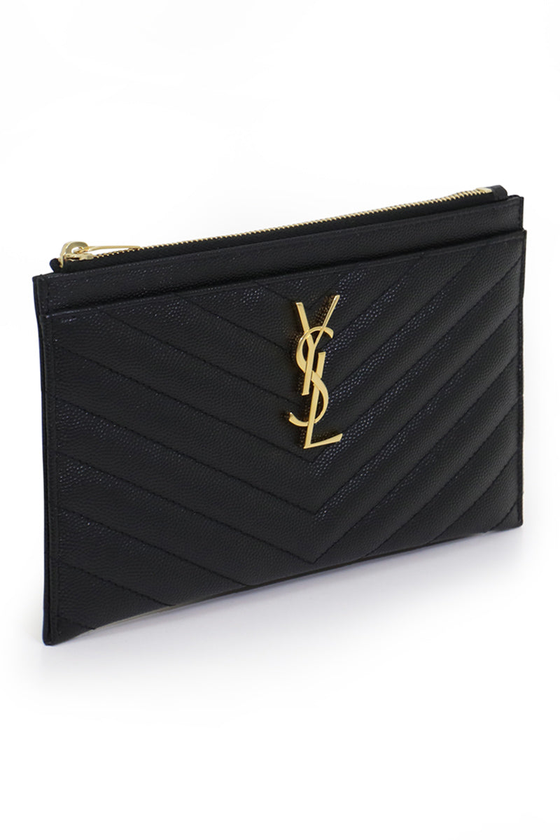 SAINT LAURENT MONOGRAMME BILL POUCH BLACK GOLD NEW SEASON PARLOUR