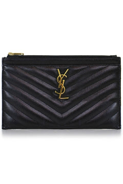SAINT LAURENT SMALL LEATHER GOODS BLACK MONOGRAMME BILL POUCH | BLACK/GOLD