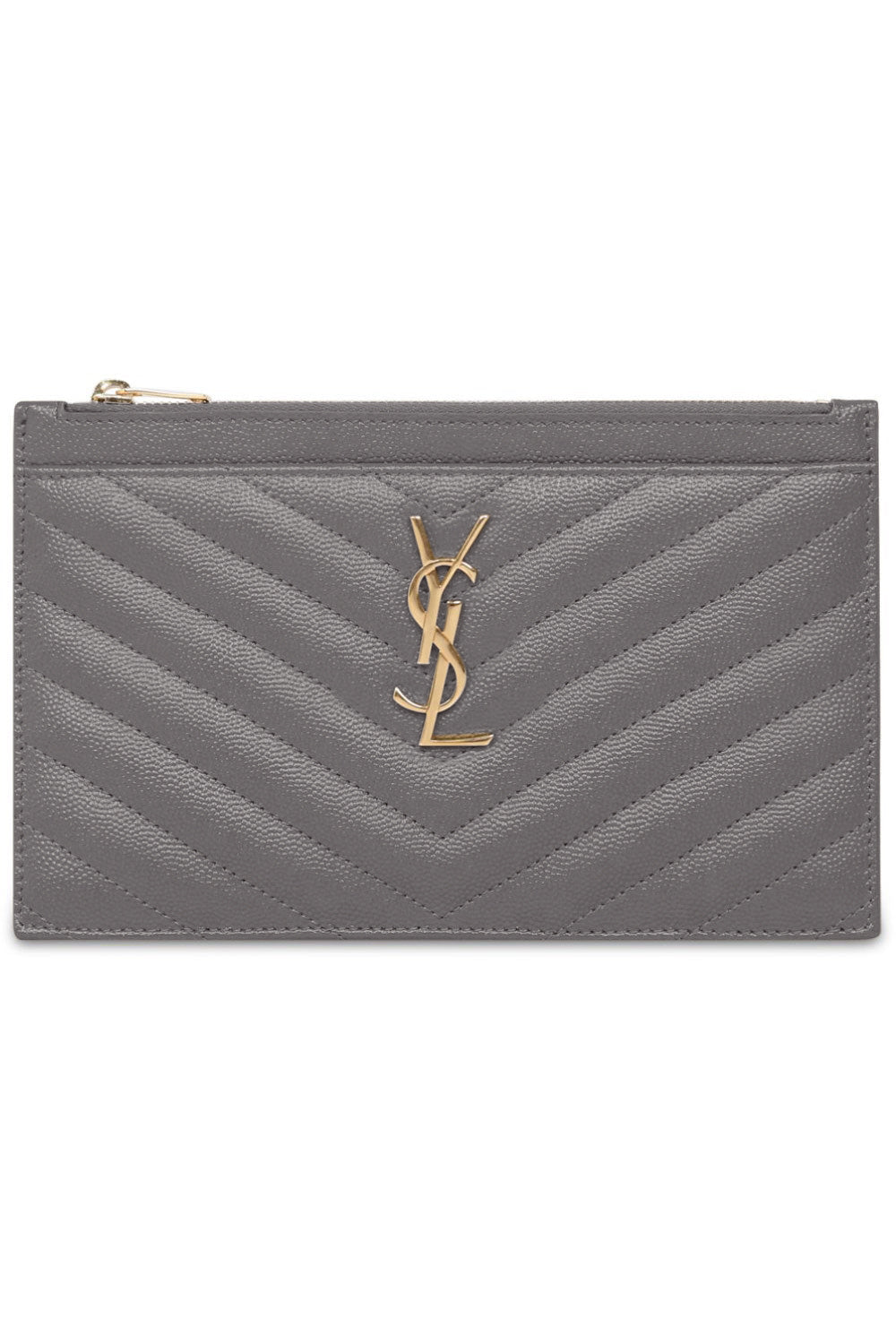 SAINT LAURENT SMALL LEATHER GOODS MULTI MONOGRAMME BILL POUCH | FOG/GOLD