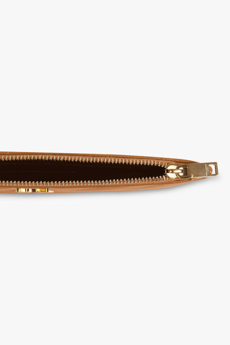 SAINT LAURENT SMALL LEATHER GOODS BROWN MONOGRAMME BILL POUCH | NATURAL DARK/GOLD