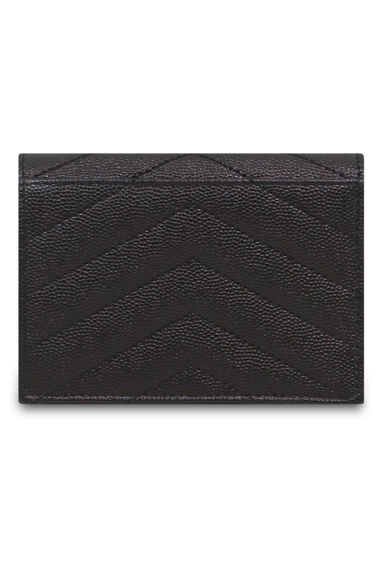 SAINT LAURENT SMALL LEATHER GOODS BLACK MONOGRAMME CARD CASE BLACK/GOLD
