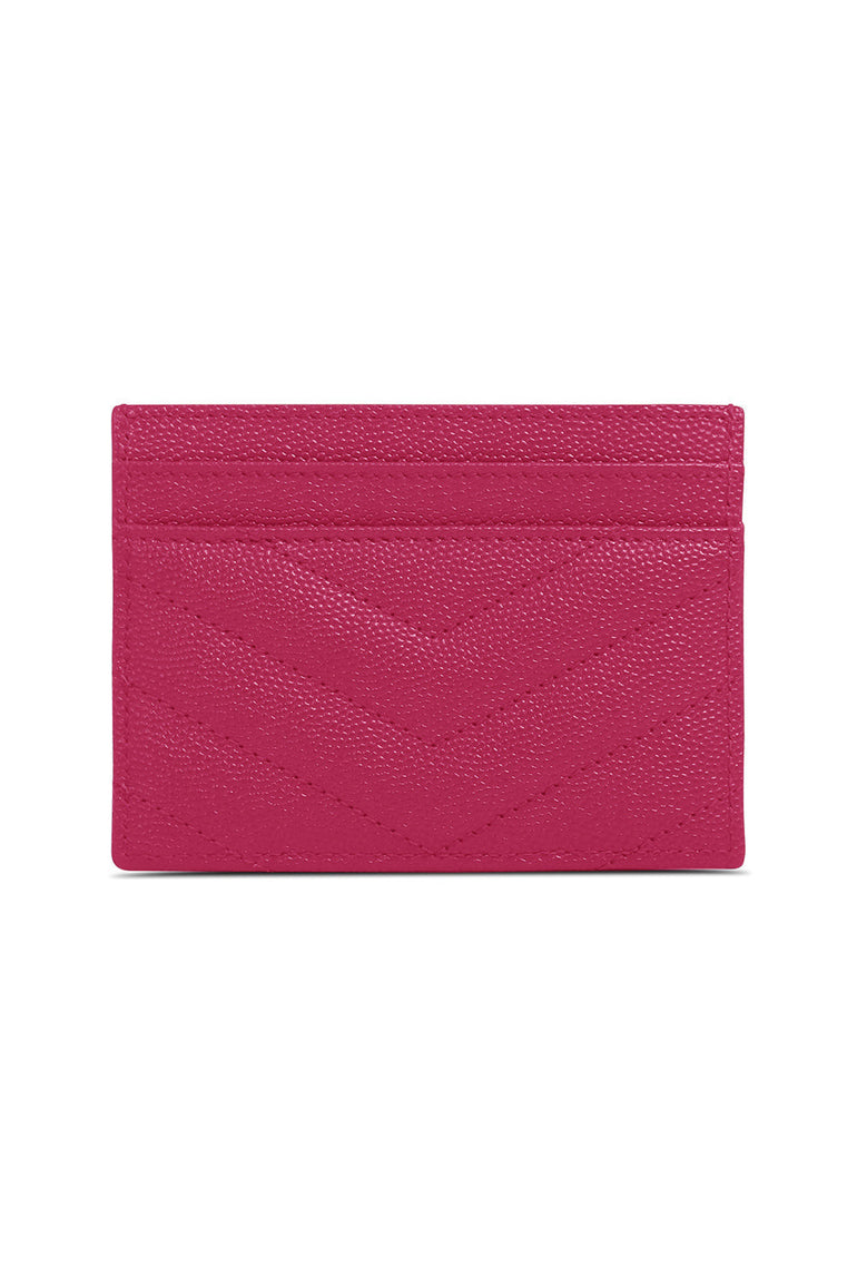 SAINT LAURENT SMALL LEATHER GOODS MULTI MONOGRAMME QUILTED CARDHOLDER | FUSCHIA/GOLD