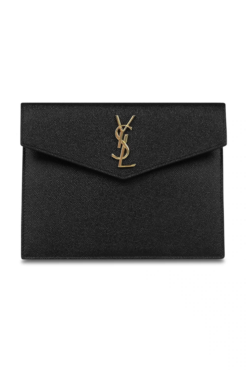 SAINT LAURENT SMALL LEATHER GOODS BLACK SMALL UPTOWN POUCH BLACK/GOLD