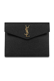 SAINT LAURENT SMALL LEATHER GOODS BLACK SMALL UPTOWN POUCH BLACK/GOLD