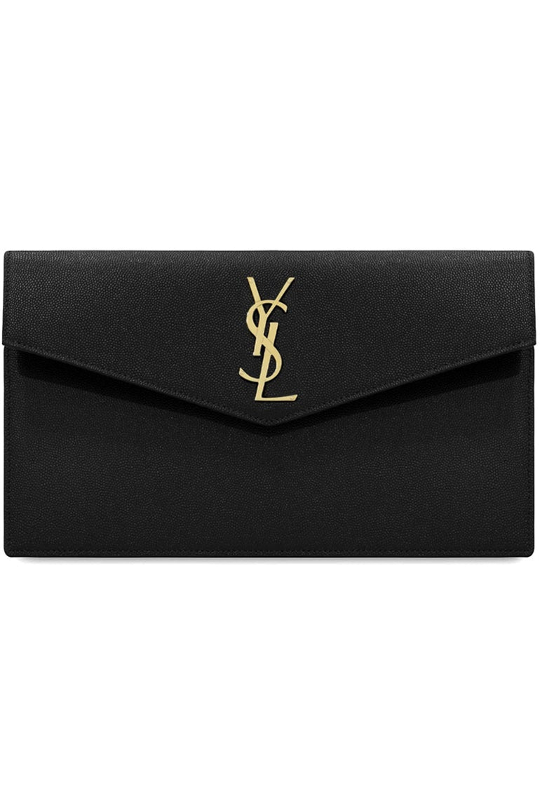 SAINT LAURENT UPTOWN POUCH GRAINED LEATHER BLACK/GOLD NEW SEASON