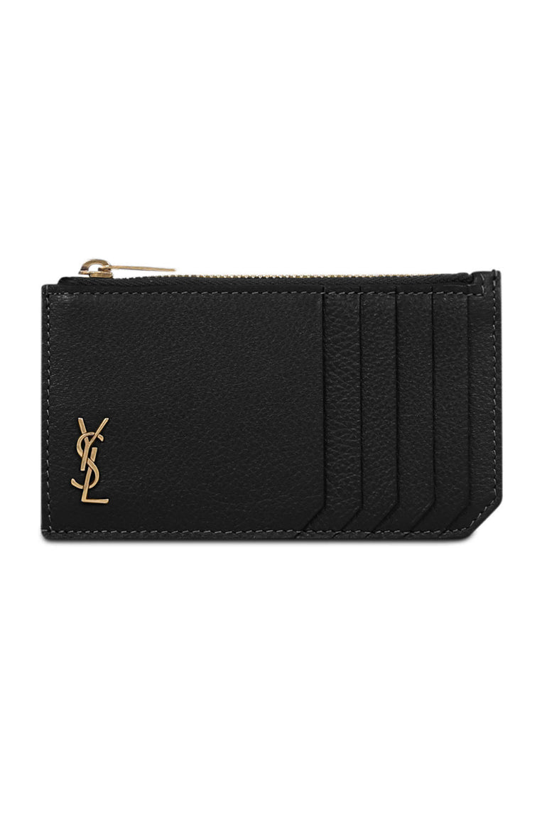 SAINT LAURENT ZIPPED CARDHOLDER BLACK GOLD NEW SEASON PARLOUR X