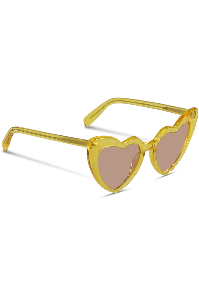 SAINT LAURENT SUNGLASSES MULTI SL 181 LOULOU HEART SUNGLASSES | PASTEL YELLOW LIGHT BROWN