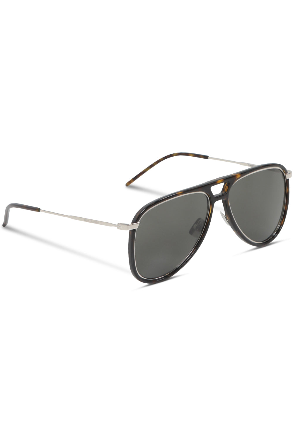 Saint Laurent Grey Aviator Metal Sunglasses