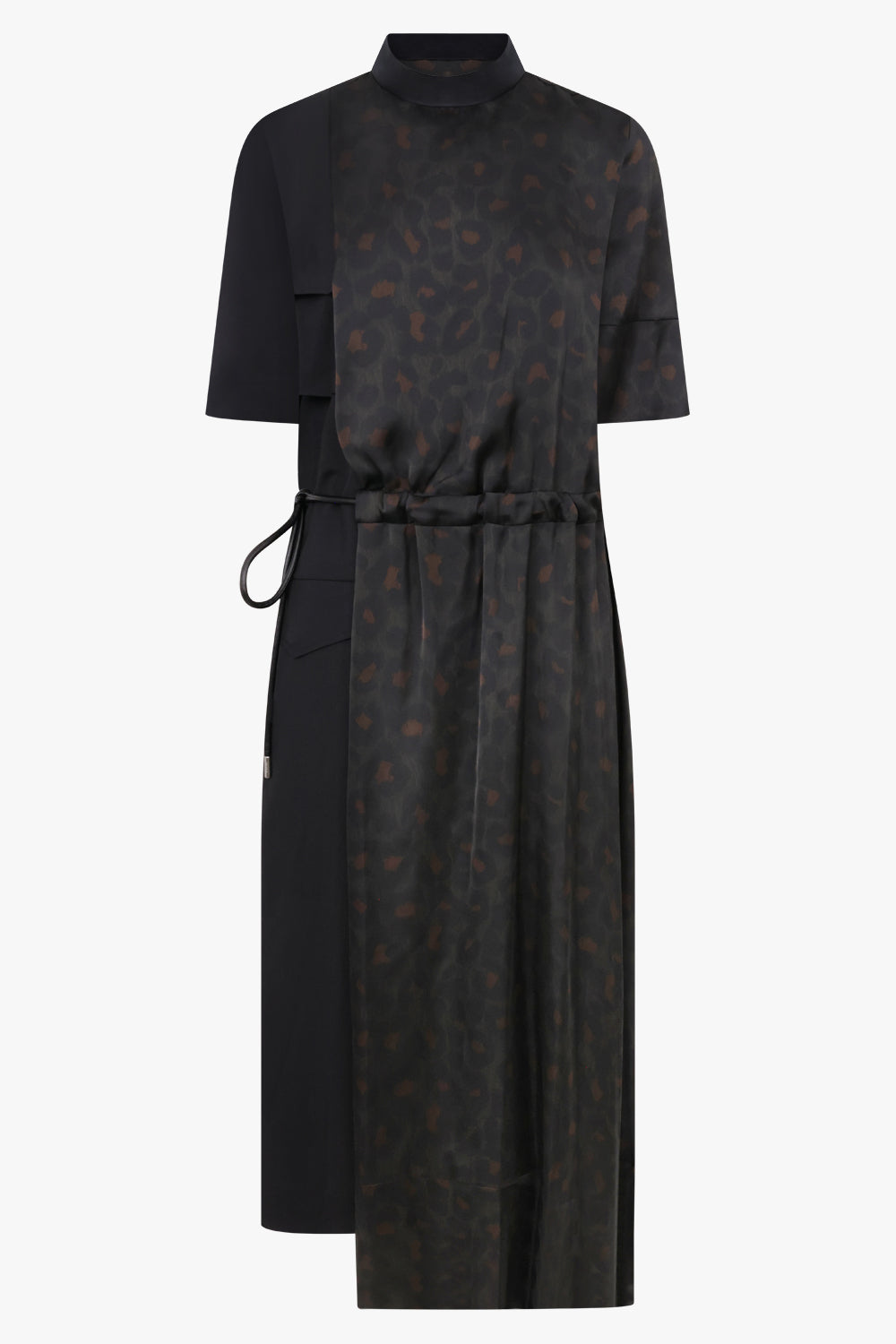 SACAI Dresses Leopard Print X Suit Midi Dress | Black/Khaki