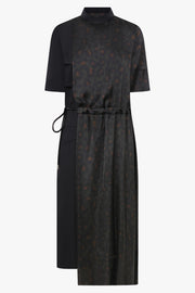 SACAI Dresses Leopard Print X Suit Midi Dress | Black/Khaki