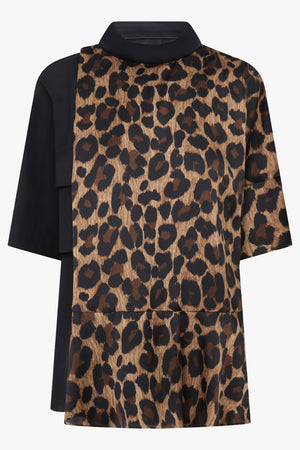 Leopard Print X Suit Blouse | Black/Beige
