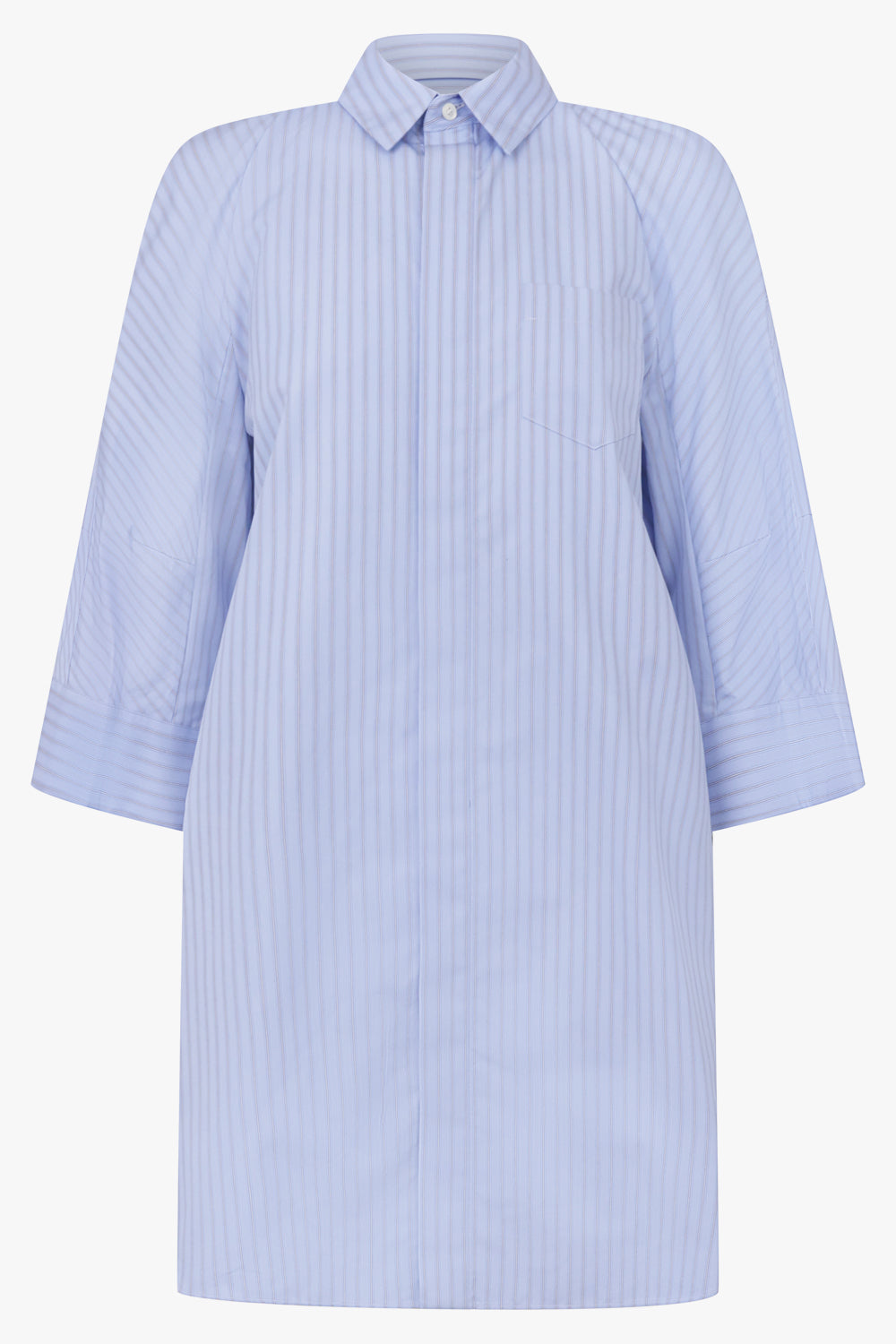 SACAI Dresses Stripe Bell Cuff Shirt Dress | Light Blue