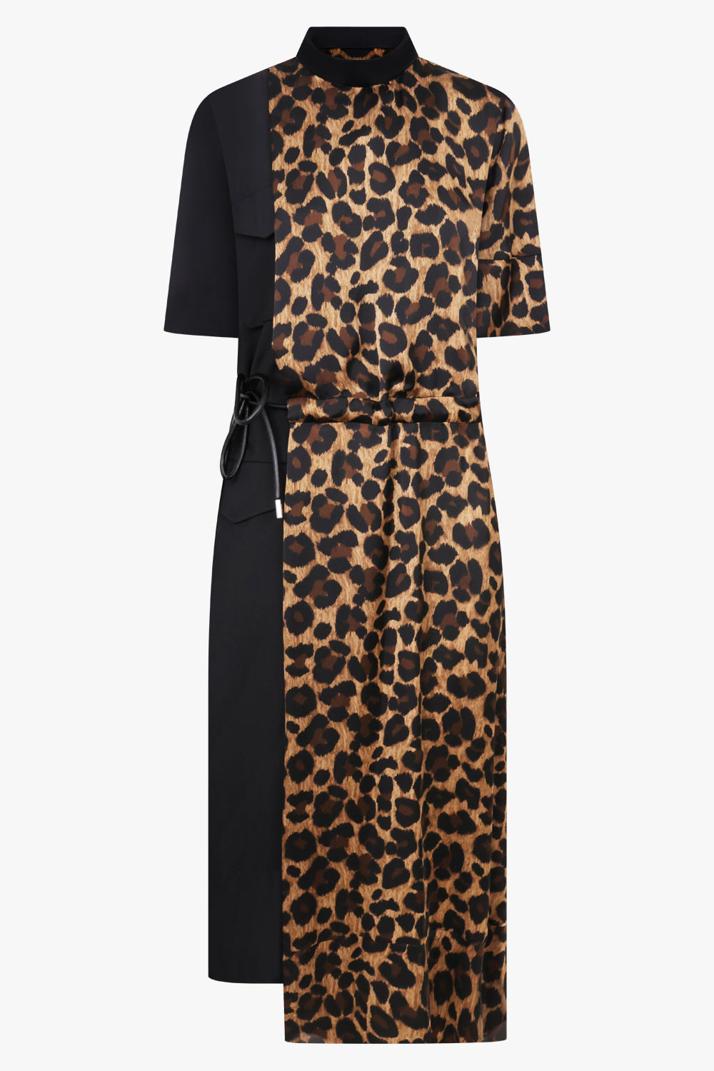 SACAI Dresses Leopard Print X Suit Midi Dress | Black/Beige