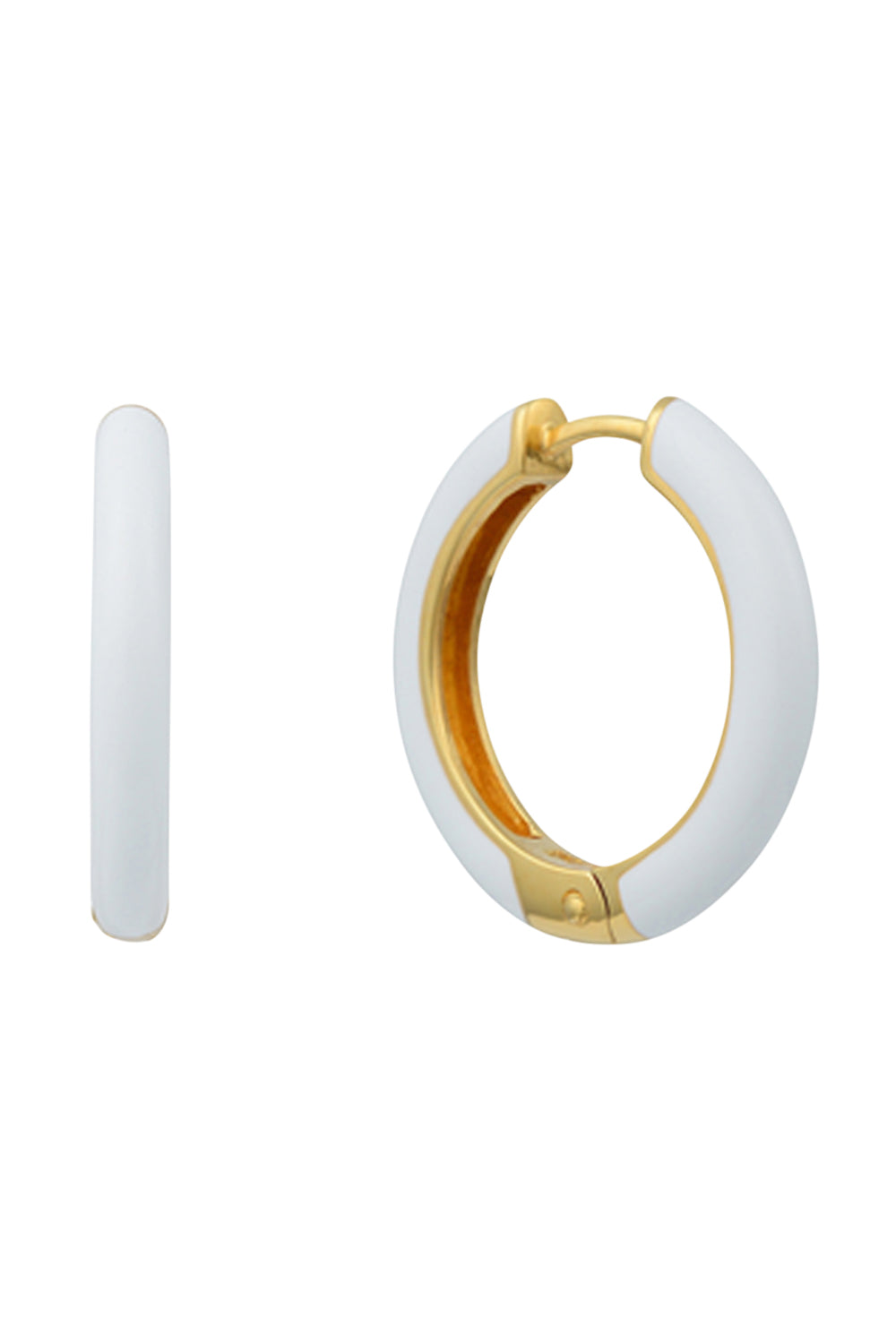 SENER BESIM Accessories WHITE ENAMEL HOOP EARRINGS | WHITE
