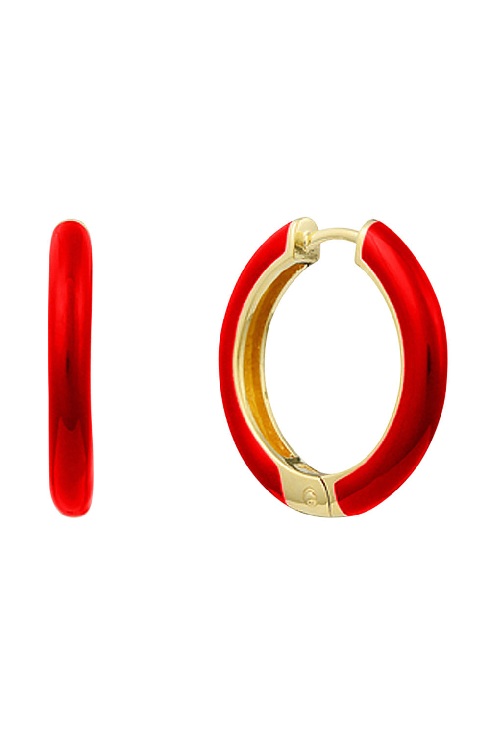 SENER BESIM JEWELLERY RED ENAMEL HOOP EARRINGS | RED