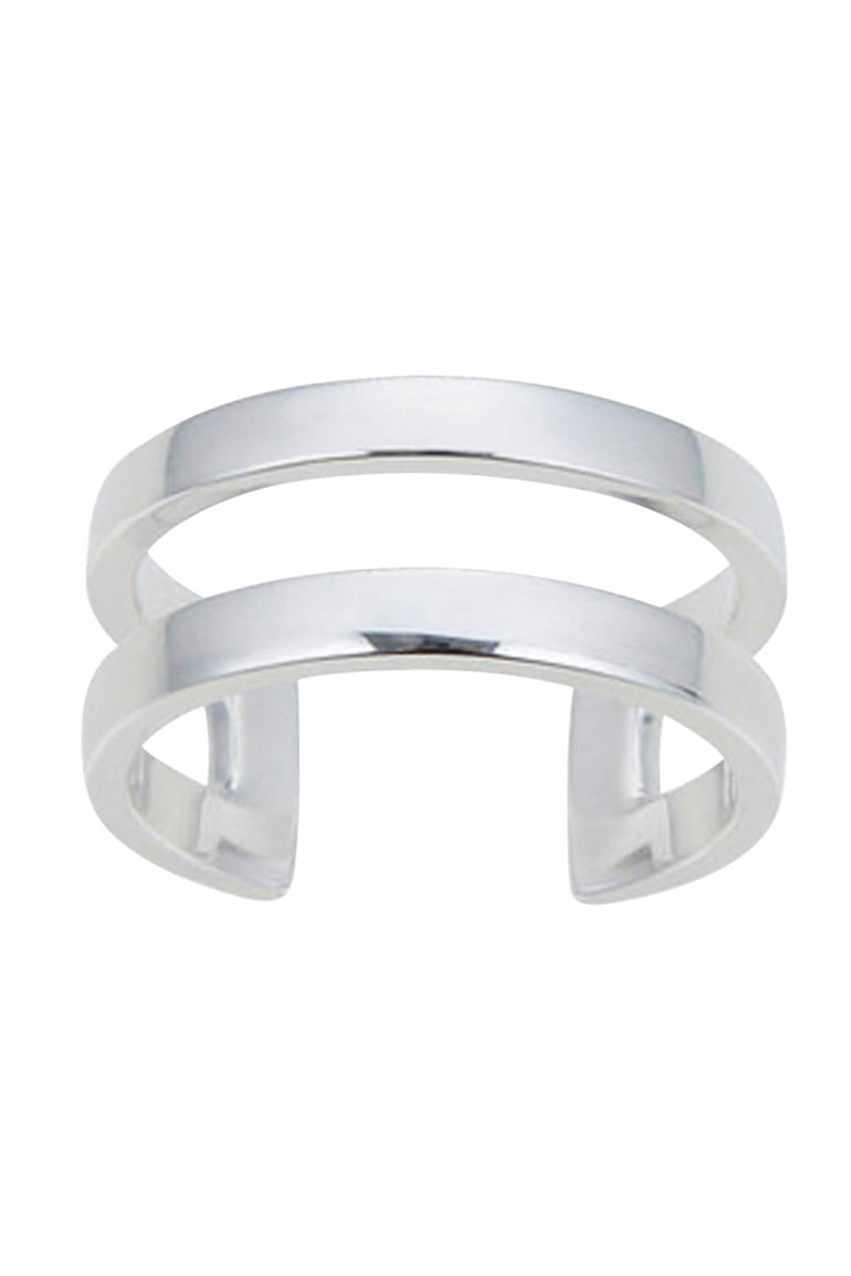 SENER BESIM JEWELLERY SILVER LINEAR DOUBLE BAND RING | SILVER