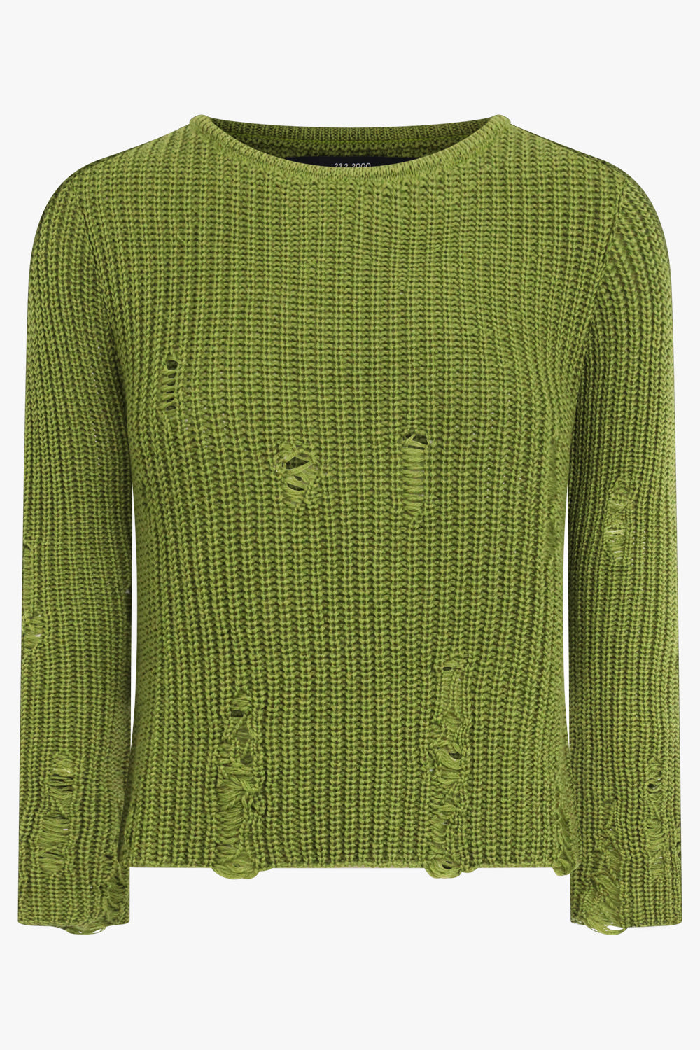 SONG FOR THE MUTE RTW Cropped Distressed Top in Chain Mail | Green