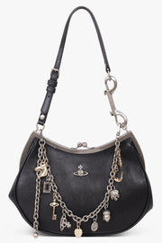 VIVIENNE WESTWOOD BAGS BLACK / Black/Dark Silver Charm Frame Purse | Black/Silver/Gold