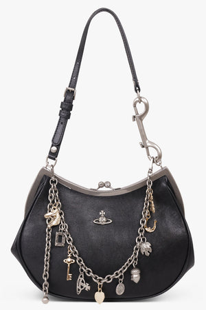VIVIENNE WESTWOOD BAGS BLACK / Black/Dark Silver Charm Frame Purse | Black/Silver/Gold