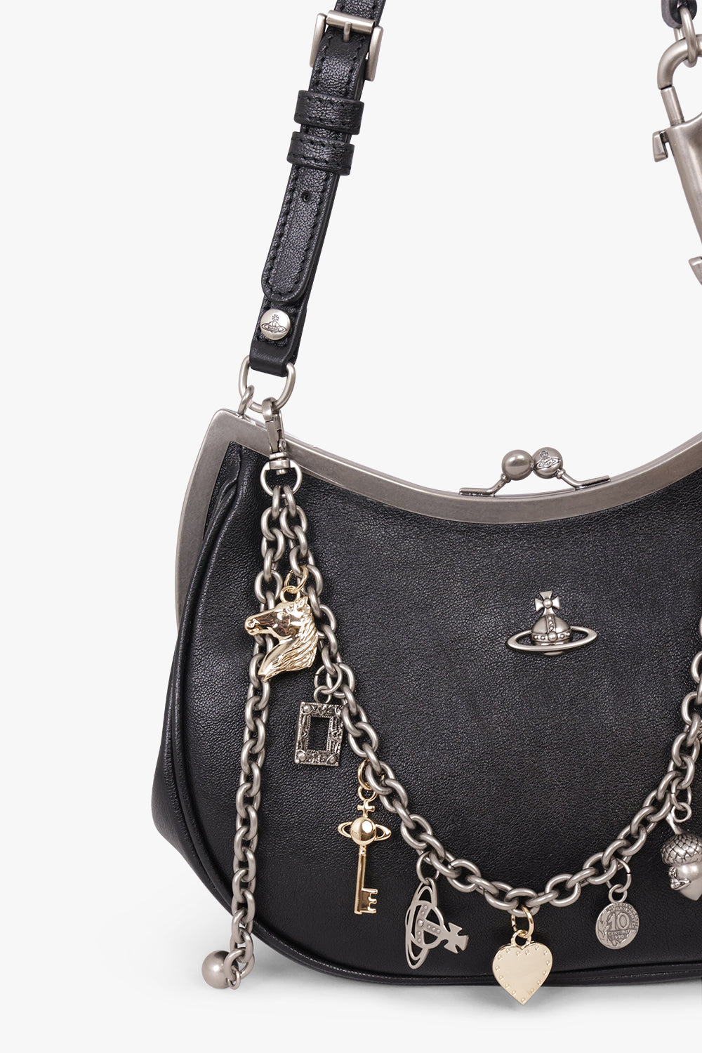 VIVIENNE WESTWOOD BAGS BLACK / Black/Dark Silver Charm Frame Purse | Black/Silver/Gold