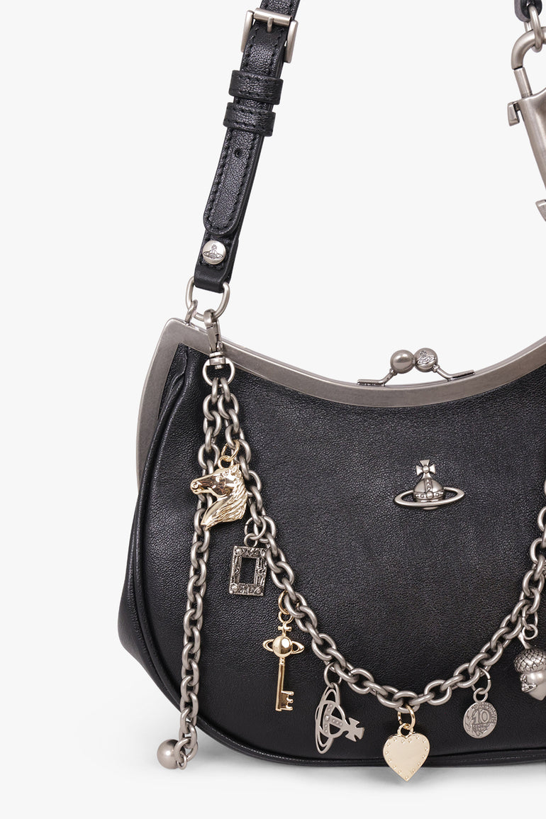 VIVIENNE WESTWOOD BAGS BLACK / Black/Dark Silver Charm Frame Purse | Black/Silver/Gold