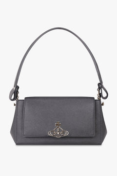 VIVIENNE WESTWOOD BAGS BLACK / Black Hazel Saffiano Medium Handbag | Black