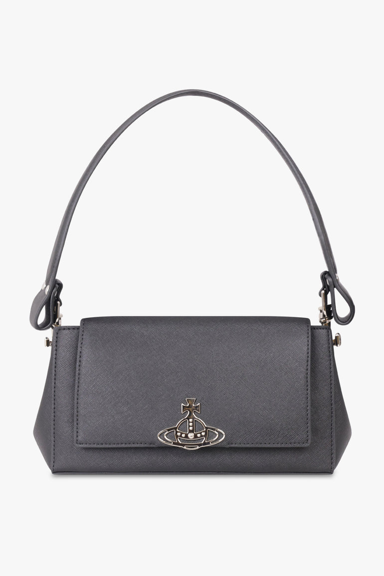 VIVIENNE WESTWOOD BAGS BLACK / Black Hazel Saffiano Medium Handbag | Black