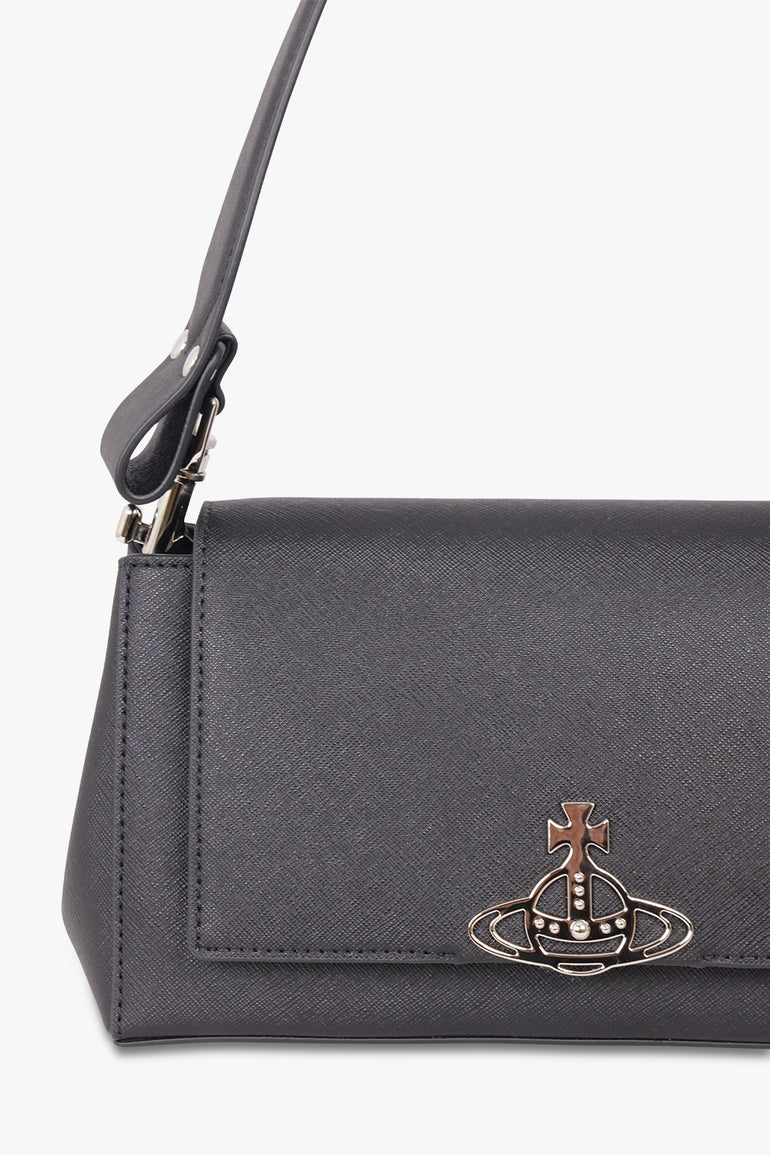 VIVIENNE WESTWOOD BAGS BLACK / Black Hazel Saffiano Medium Handbag | Black